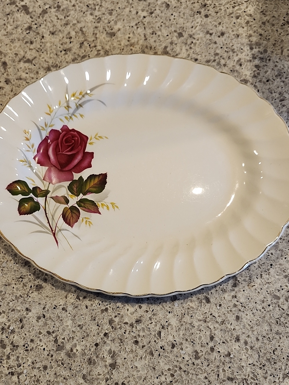 Anniversary  Rose  Serving Platter with Gold Trim By Myott